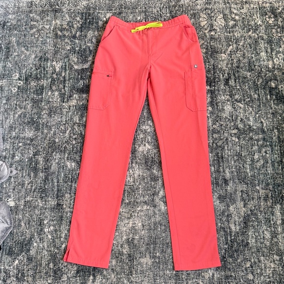 Figs Women's Pants in Hot Coral, Small Tall - Picture 2 of 11